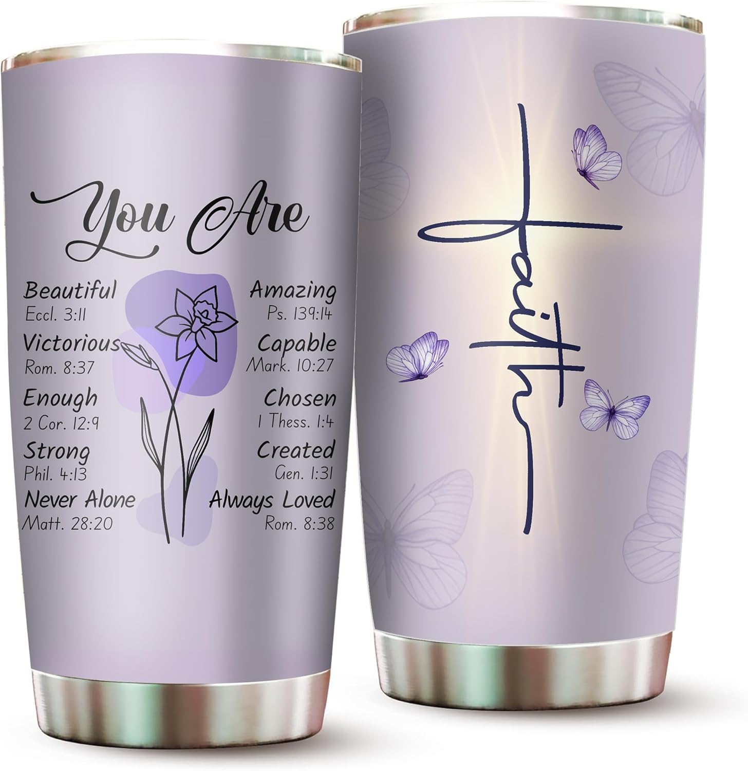 Christian Gifts for Women Faith - Christian Tumblers for Women Bible Gifts - Christian Tumbler Religious Gifts Spiritual Encouragement Inspirational Gifts for Women Stainless Steel Tumbler 20oz