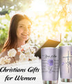 Christian Gifts for Women Faith - Christian Tumblers for Women Bible Gifts - Christian Tumbler Religious Gifts Spiritual Encouragement Inspirational Gifts for Women Stainless Steel Tumbler 20oz