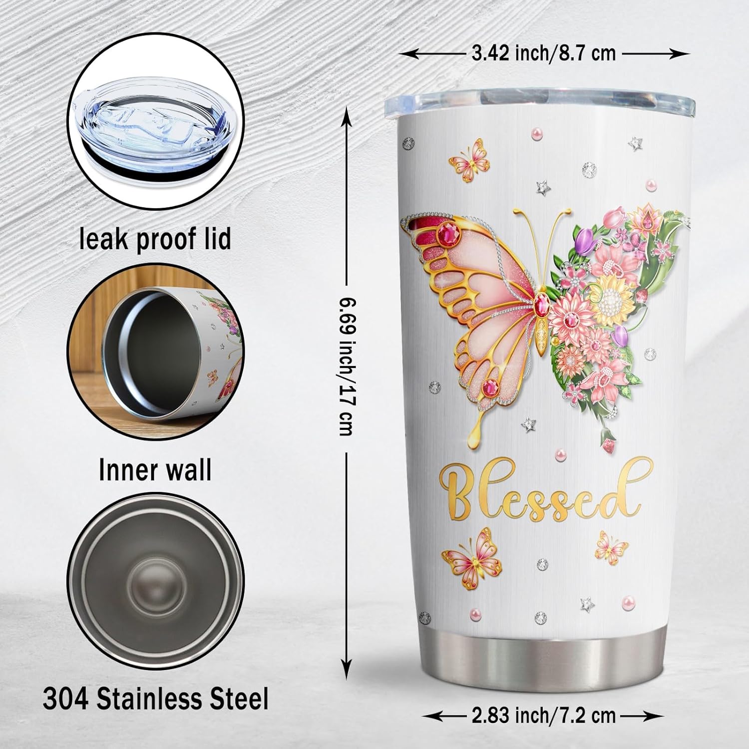 Christian Gifts for Women Tumbler 20oz, Religious Gift for Women, Baptism Confirmation Gifts for Girl