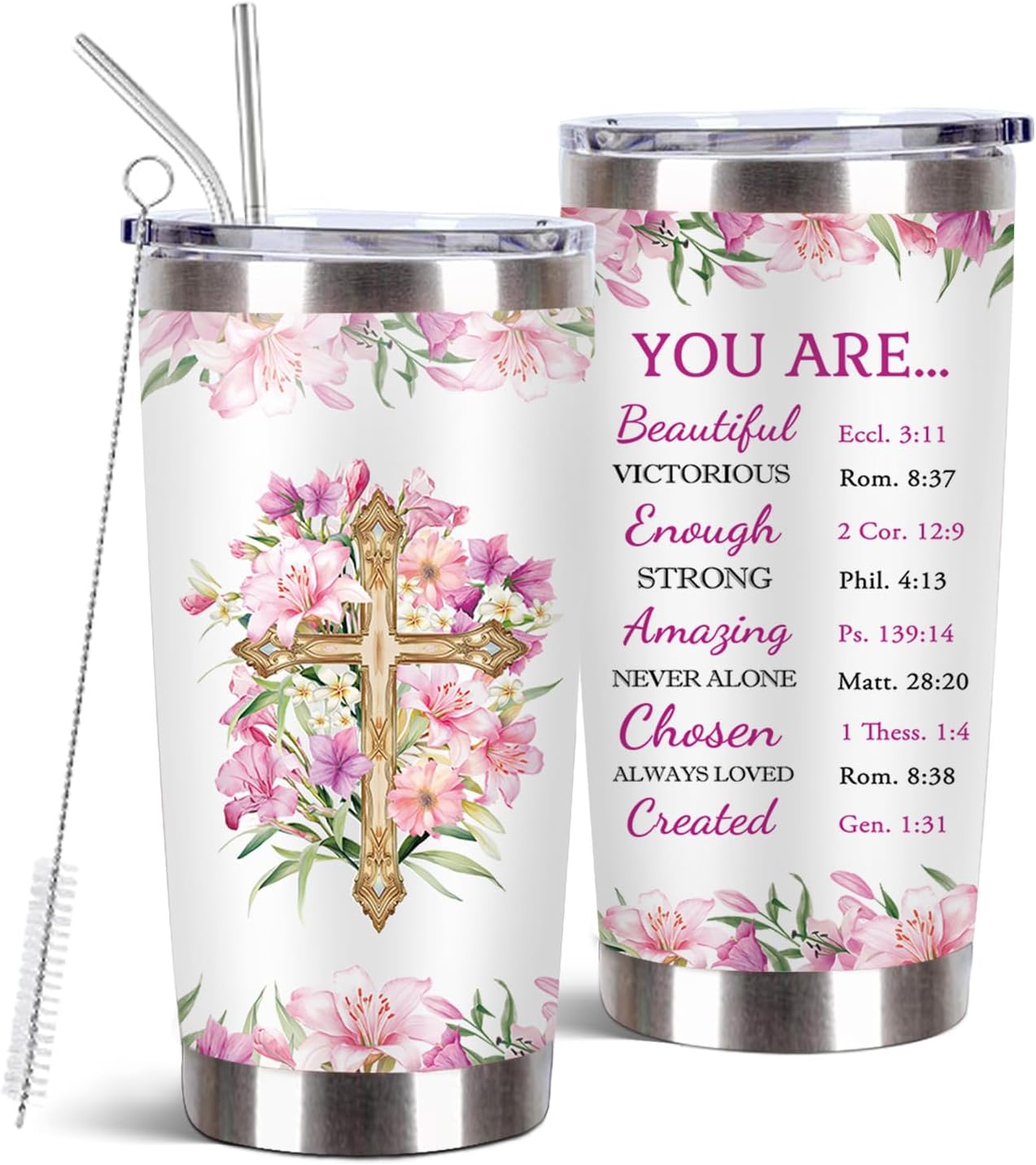 Christian Gifts for Women, 20 Oz You Are Tumbler for Women with Lid & Straw, Inspirational Gifts Women, Faith Based Gifts, Religious Gifts Women, Birthday