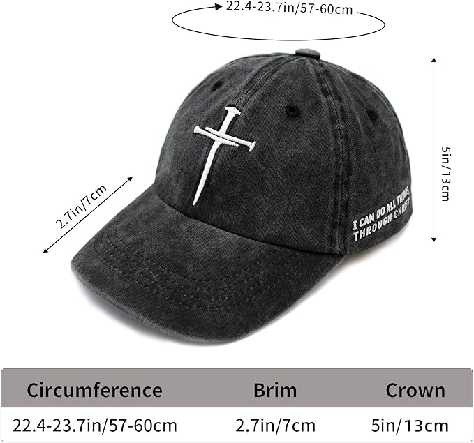 Christian Hats for Men Women Religious Cross Baseball Cap Jesus Adjustable Hat Pastor Gift for Men