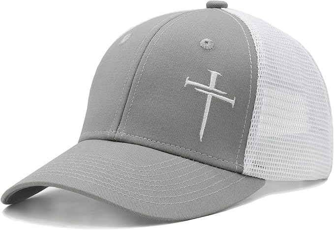 Christian Hats for Men Women, Embroidered Jesus Cross Trucker Hat