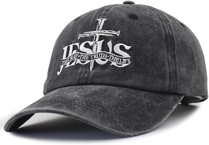 Christian Jesus Hat for Men Women, Adjustable Embroidered Cotton The Way The Truth The Life Baseball Cap