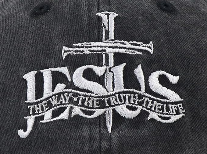 Christian Jesus Hat for Men Women, Adjustable Embroidered Cotton The Way The Truth The Life Baseball Cap