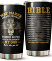 Christian Tumbler - Gifts for Christians on Christmas, Birthday - Religious Tumblers - Christian Cup - Christian Gifts For Men, Women - Bible Emergency Numbers Mug - Lion Christian Tumbler