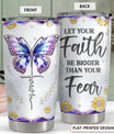 Christian Tumbler 20oz Faith Be Bigger Than Fear Tumblers Cup Coffee Travel Mug Inspirational Religious Gifts for Women Gift for Birthday Christmas