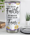 Christian Tumbler 20oz Faith Be Bigger Than Fear Tumblers Cup Coffee Travel Mug Inspirational Religious Gifts for Women Gift for Birthday Christmas