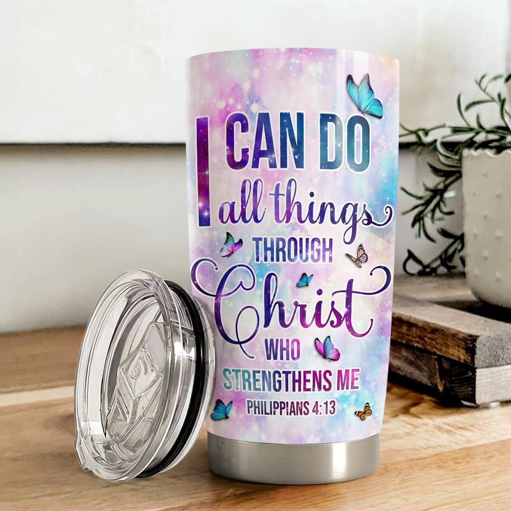 Christian Tumbler 20oz Stainless Steel Insulated Travel Mug Cup for Women Girls Inspiration Bible Verse Religious Gifts for Birthday Christmas