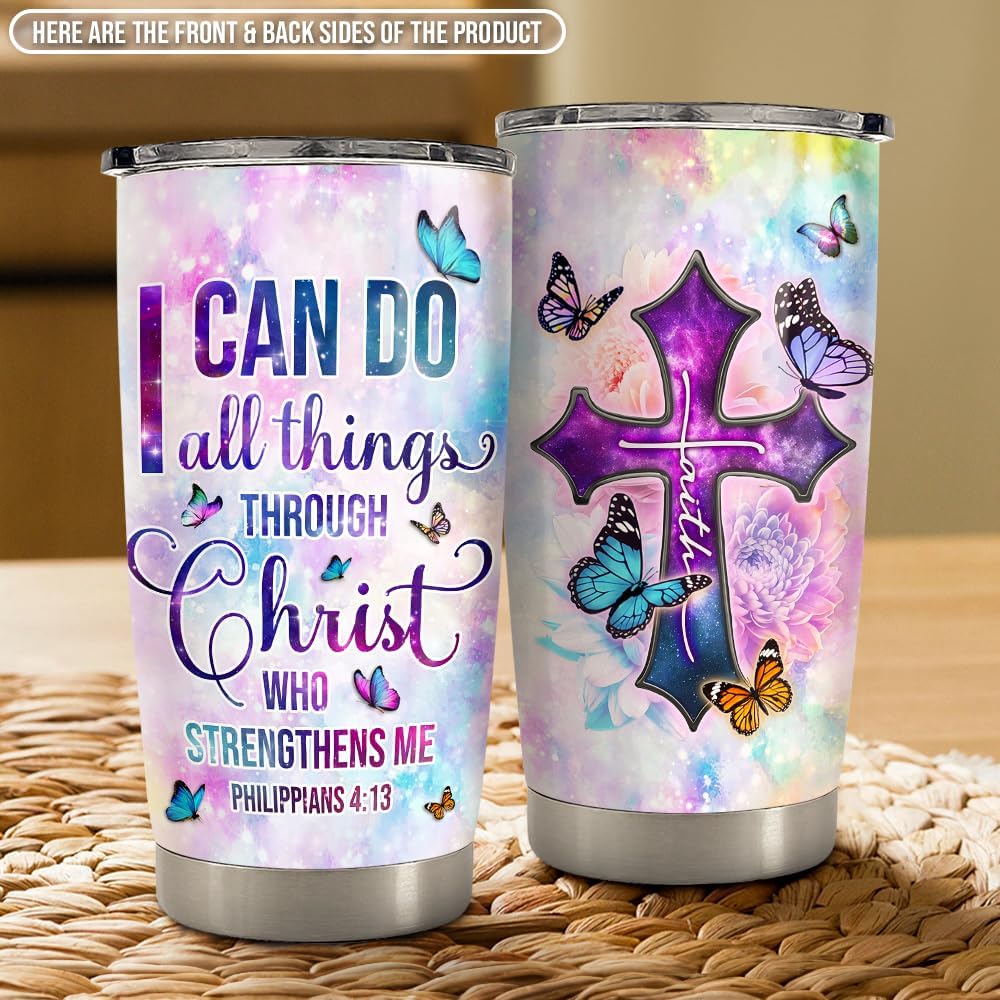 Christian Tumbler 20oz Stainless Steel Insulated Travel Mug Cup for Women Girls Inspiration Bible Verse Religious Gifts for Birthday Christmas