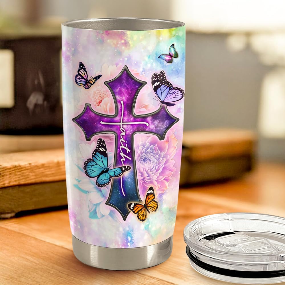 Christian Tumbler 20oz Stainless Steel Insulated Travel Mug Cup for Women Girls Inspiration Bible Verse Religious Gifts for Birthday Christmas