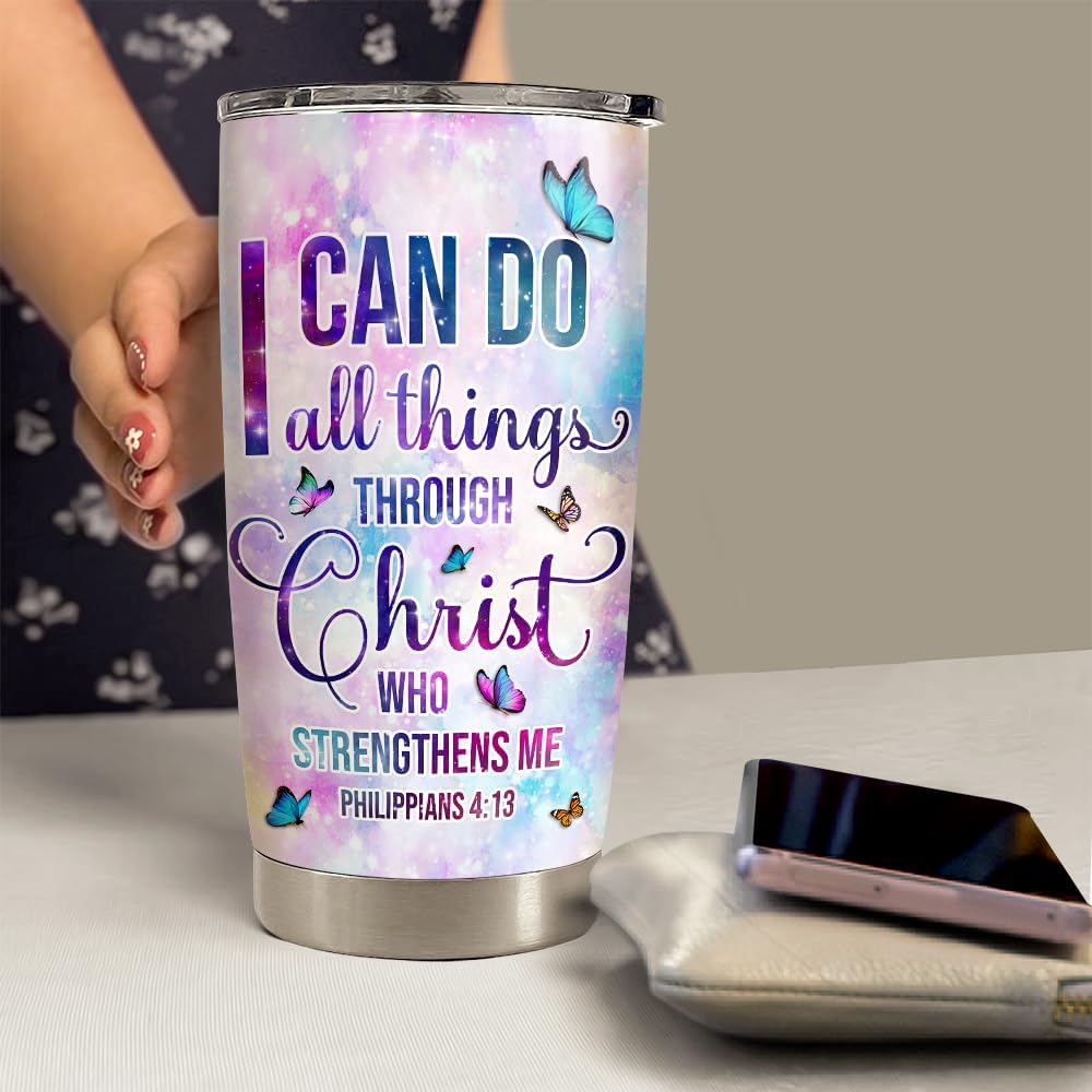 Christian Tumbler 20oz Stainless Steel Insulated Travel Mug Cup for Women Girls Inspiration Bible Verse Religious Gifts for Birthday Christmas