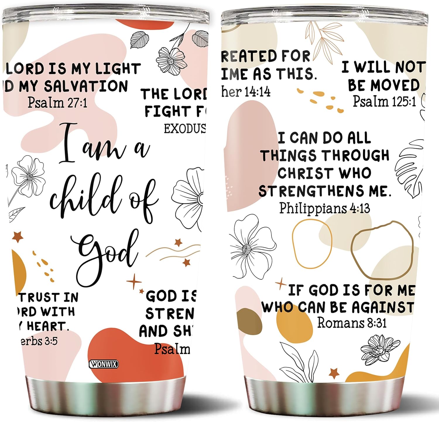 Christian Tumbler Gifts for Women Stainless Steel I Am a Child of God Thermos Coffee Cup 20oz with Lid Faith Jesus Bible Verse Religious Gift for Mom Wife Christmas Birthday Valentines