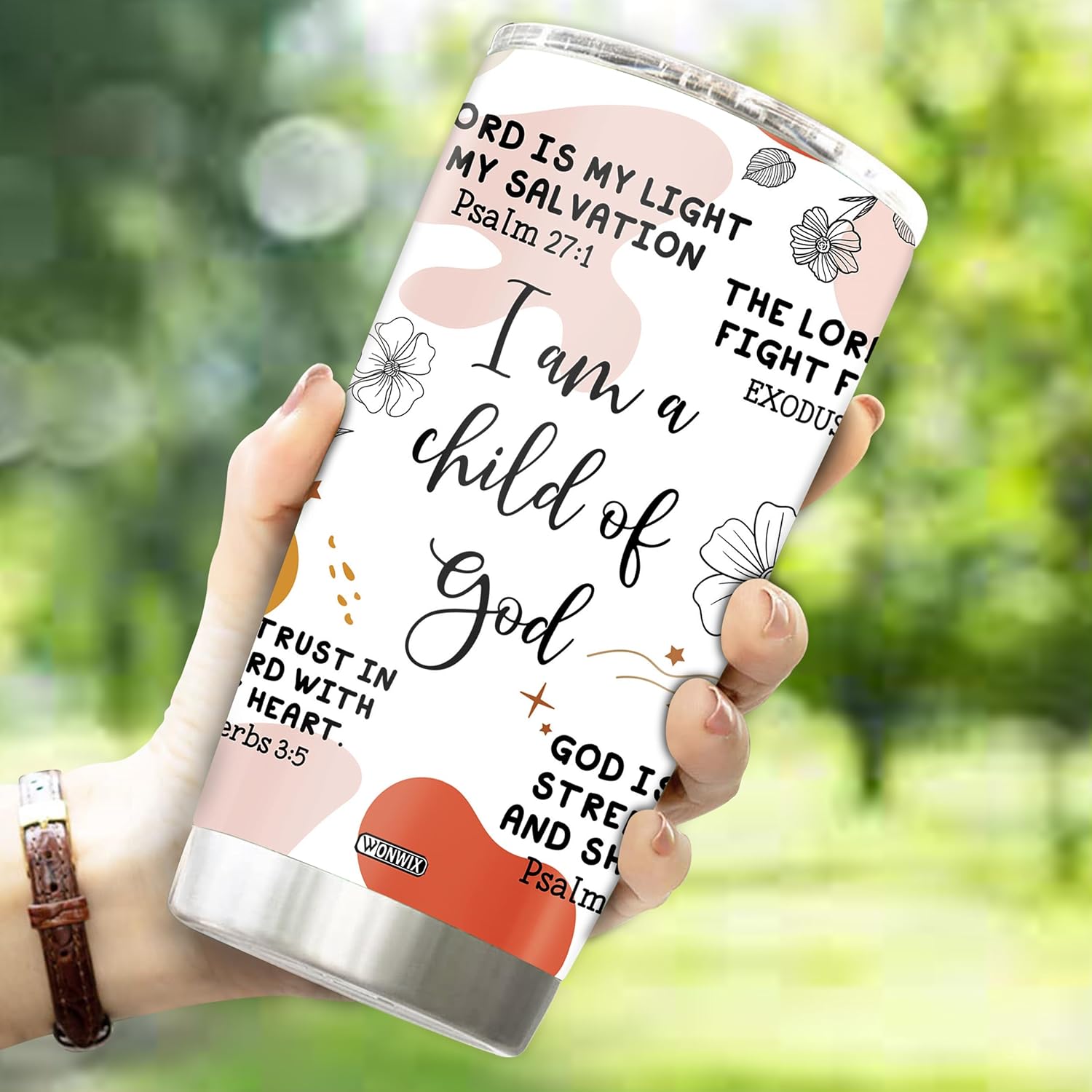 Christian Tumbler Gifts for Women Stainless Steel I Am a Child of God Thermos Coffee Cup 20oz with Lid Faith Jesus Bible Verse Religious Gift for Mom Wife Christmas Birthday Valentines