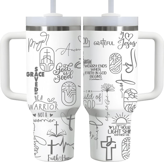 Christian Tumblers for Women - I Am A Child Of God Tumbler 40Oz Laser Engrave - Christian Tumbler, Water Bottle - Religious Faith Jesus God Bible Verse Gifts for Mom, Birthday, Christmas