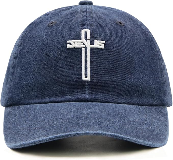 Cross Jesus Hat, Embroidered Adjustable Religious Baseball Cap, Christian Gifts for Men Women