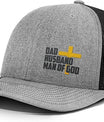 Dad Husband Man of God Cross Christian Trucker Hat - Adjustable Fit Snapback Hat - Breathable Mesh Side for Casual Wear