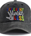 Different Not Less Autism Hat for Women Men, Funny Adjustable Cotton Embroidered Autistic Baseball Cap