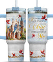 Faith Christ Cardinal Bird, Tumbler 40 Oz With Handle Lid And Straw, Christian Gifts, Religious Blue Coffee Light Navy Tumblers Handle Insulated Women Royal Men For White