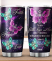 Faith Hope Love Tumbler Stainless Steel Christian Mugs For Women Butterfly Galaxy Christian Cross Inspirational Corinthians Catholic Bible Verse Mug For Christians Tumbler