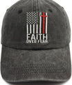 Faith Over Fear American Flag Hat for Women Men, Adjustable Embroidered Cotton Christian Religious Baseball Cap