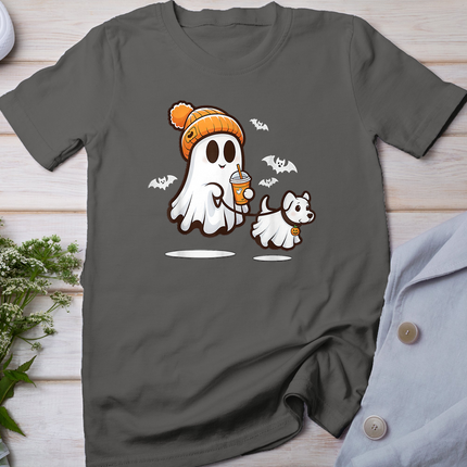 Funny Ghost Walking Dog Ghost Dog Halloween Women Men Kids T-Shirt
