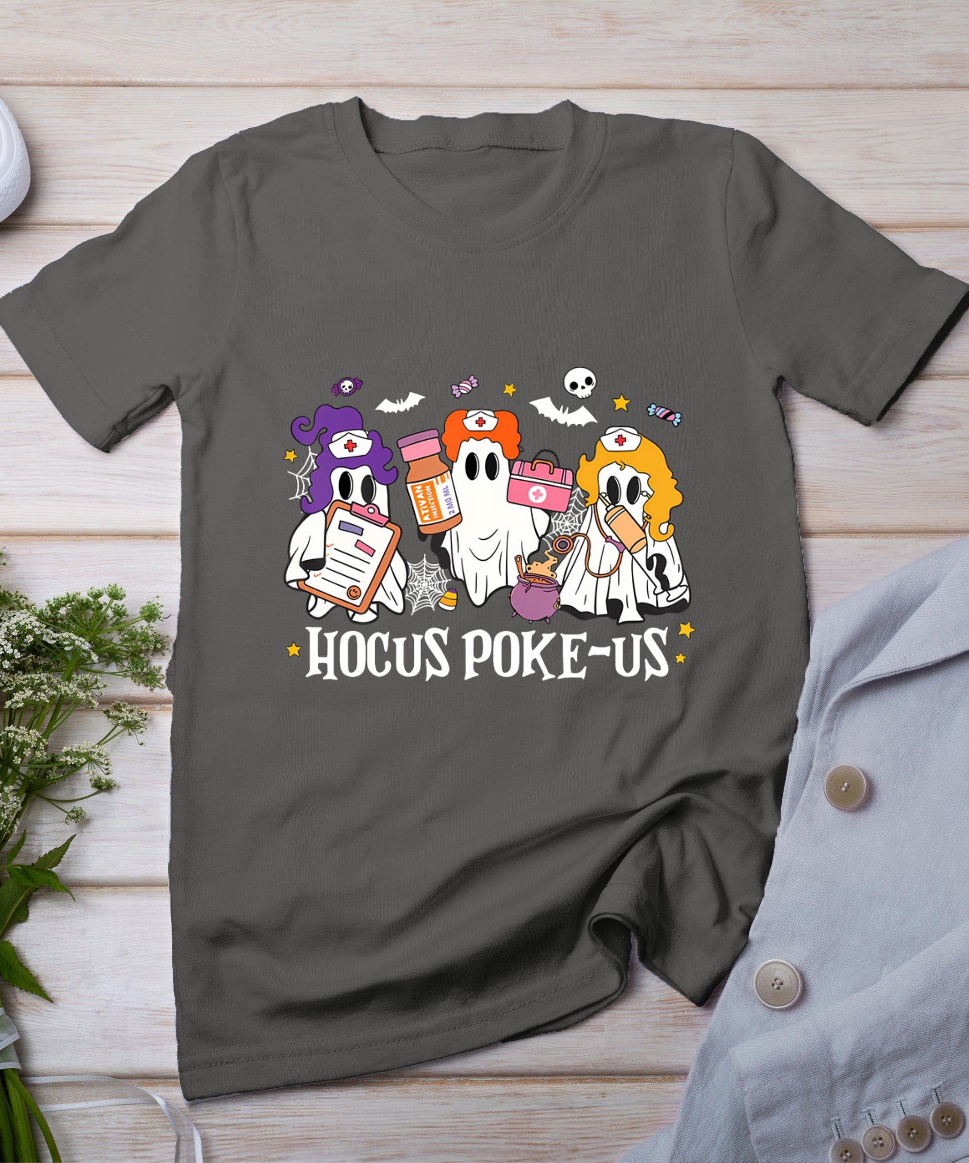 Hocus Poke-Us Witch Nurse Funny Halloween Spooky Health T-Shirt