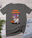 Cute Skeleton Riding Triceratops Happy Halloween Design T-Shirt