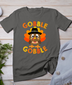 Cute Gobble Gobble Turkey Pilgrim Little Boys Thanksgiving T-Shirt