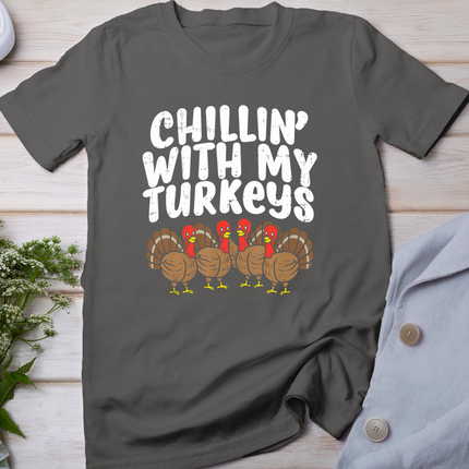 Chillin With My Turkeys Thanksgiving Family Boys Kids Gift T-Shirt