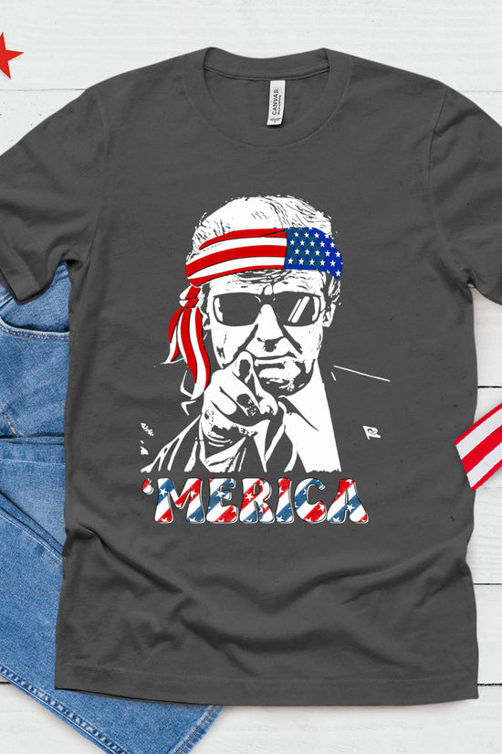 'Merica Trump Happy 4th Of July Trump American Flag T-Shirt