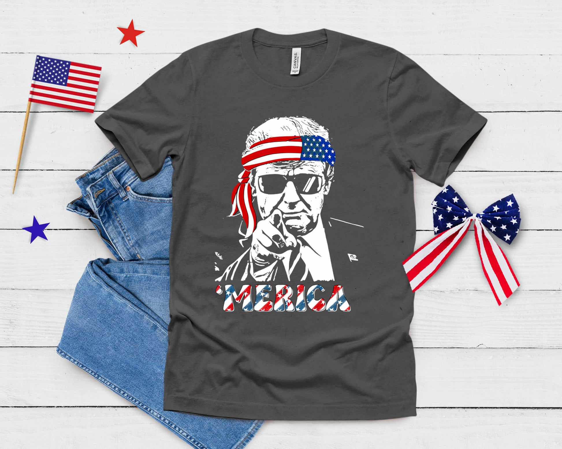 'Merica Trump Happy 4th Of July Trump American Flag T-Shirt
