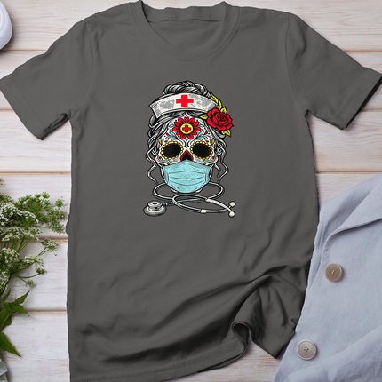 Sugar Skull Nurse Halloween RN Mexican Los Muertos RN T-Shirt