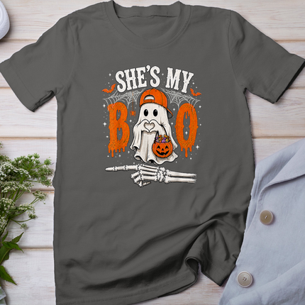 She's My Boo Cute Ghost Halloween Matching Couple T-Shirt