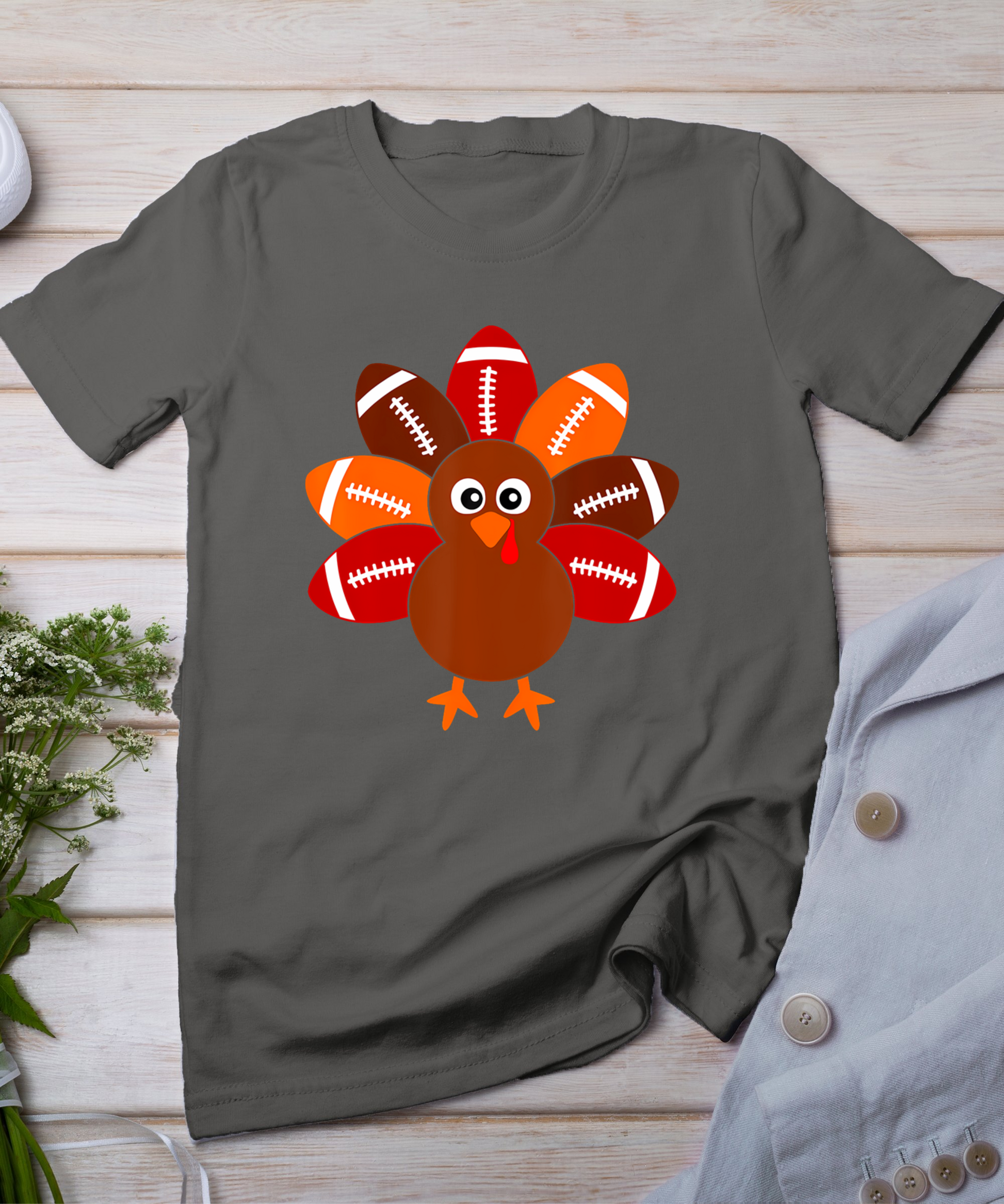 Football Turkey Balls Thanksgiving Shirt Boys Kids Men Women T-Shirt