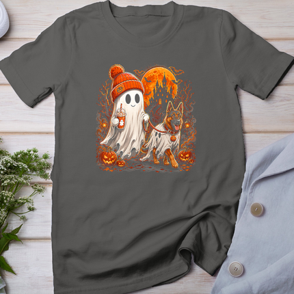 Funny Ghost Walking German Shepherd Halloween Dog Lover T-Shirt