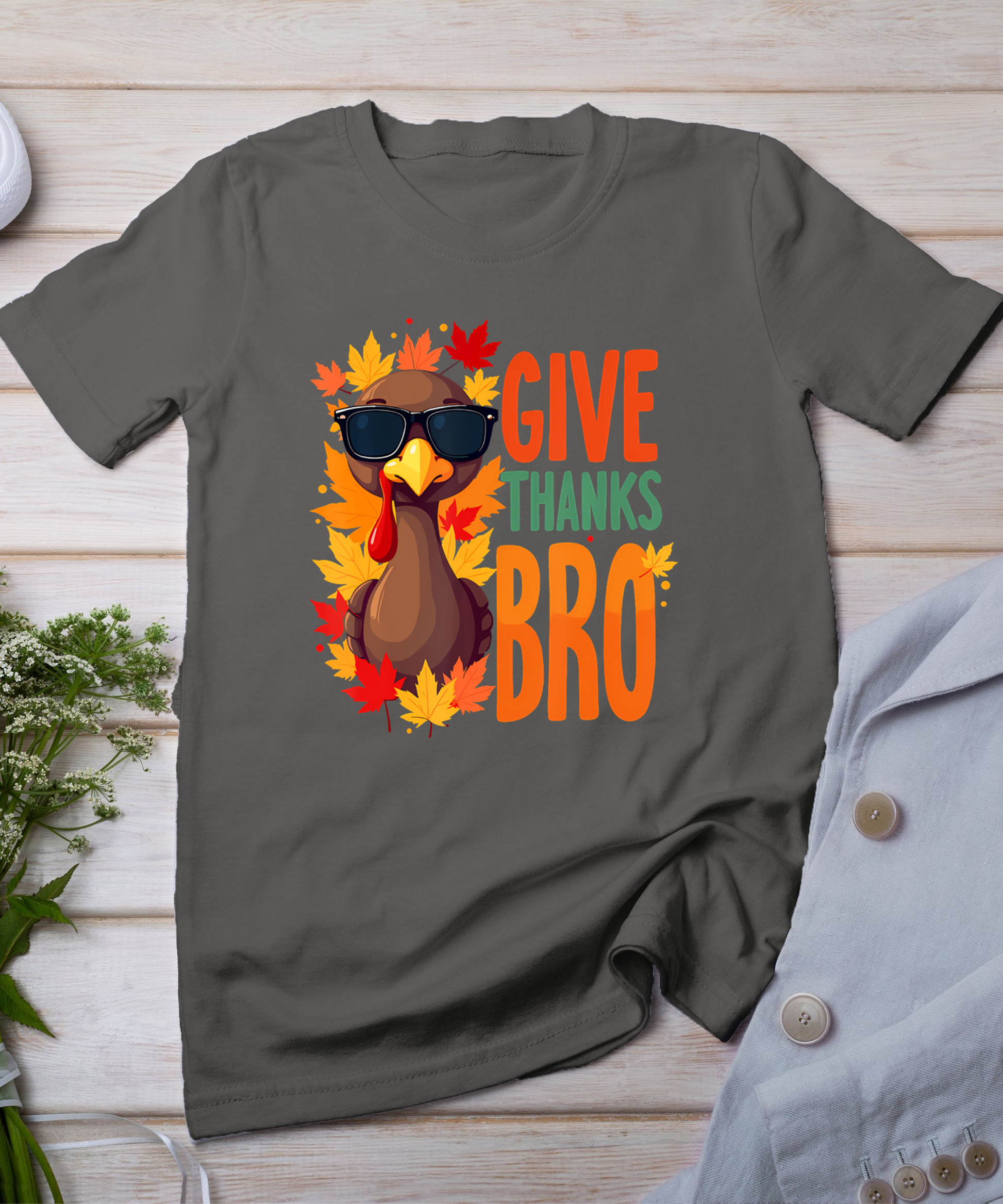 Give Thanks Bro Cute Turkey Toddler Thankful Thanksgiving T-Shirt