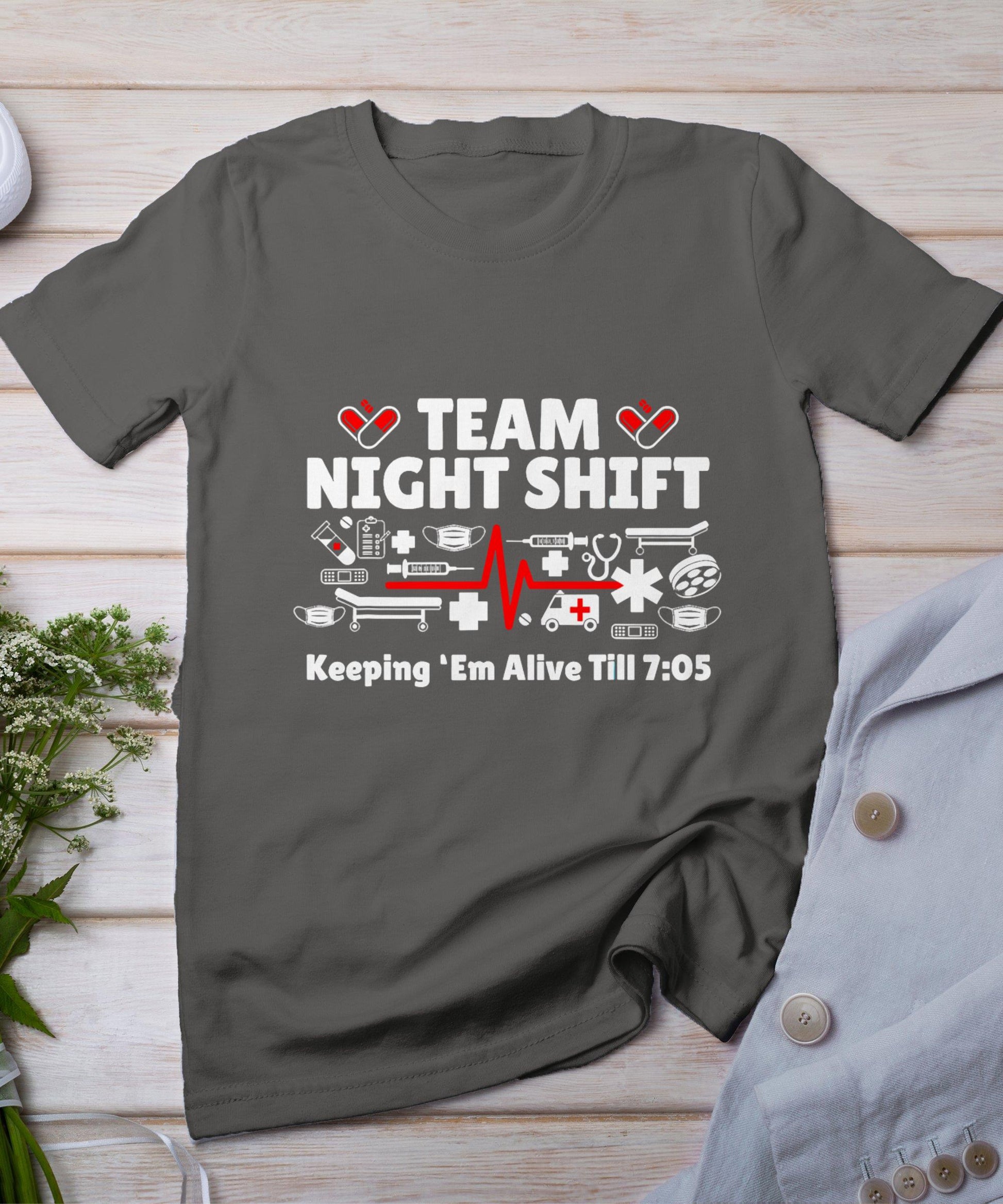 Night Shift Nurse Life Rn Lpn Cna Healthcare Heartbeat Love T-Shirt