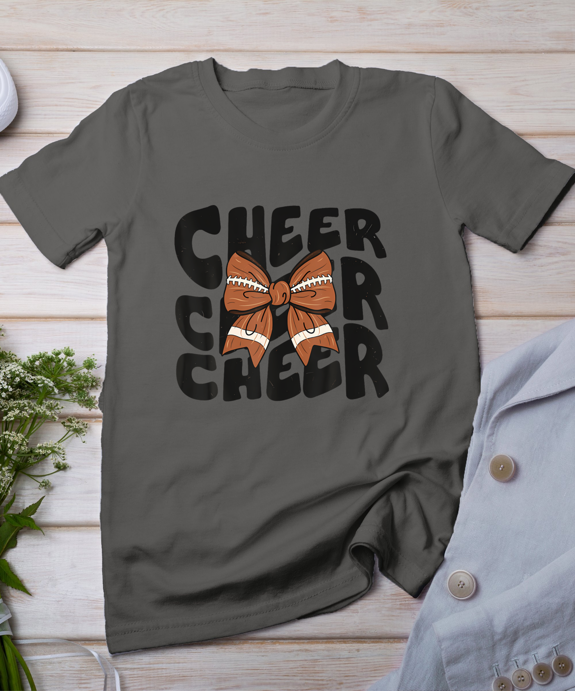 Cheer Coquette Bow American Football Game Day Thanksgiving T-Shirt