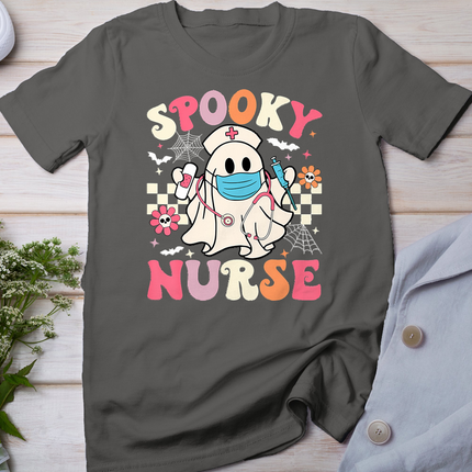 Spooky Nurse Ghost Halloween Cute Groovy Nursing Halloween T-Shirt