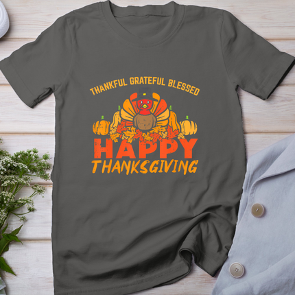 Thankful Grateful Blessed Happy Thanksgiving Turkey Women T-Shirt
