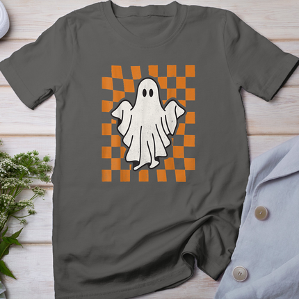 Retro Vintage Checkered Ghost Trendy Funny Halloween T-Shirt
