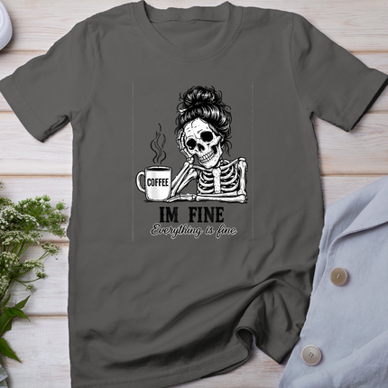 Funny Skeleton Coffee Messy Bun Gothic Halloween Graphic T-Shirt