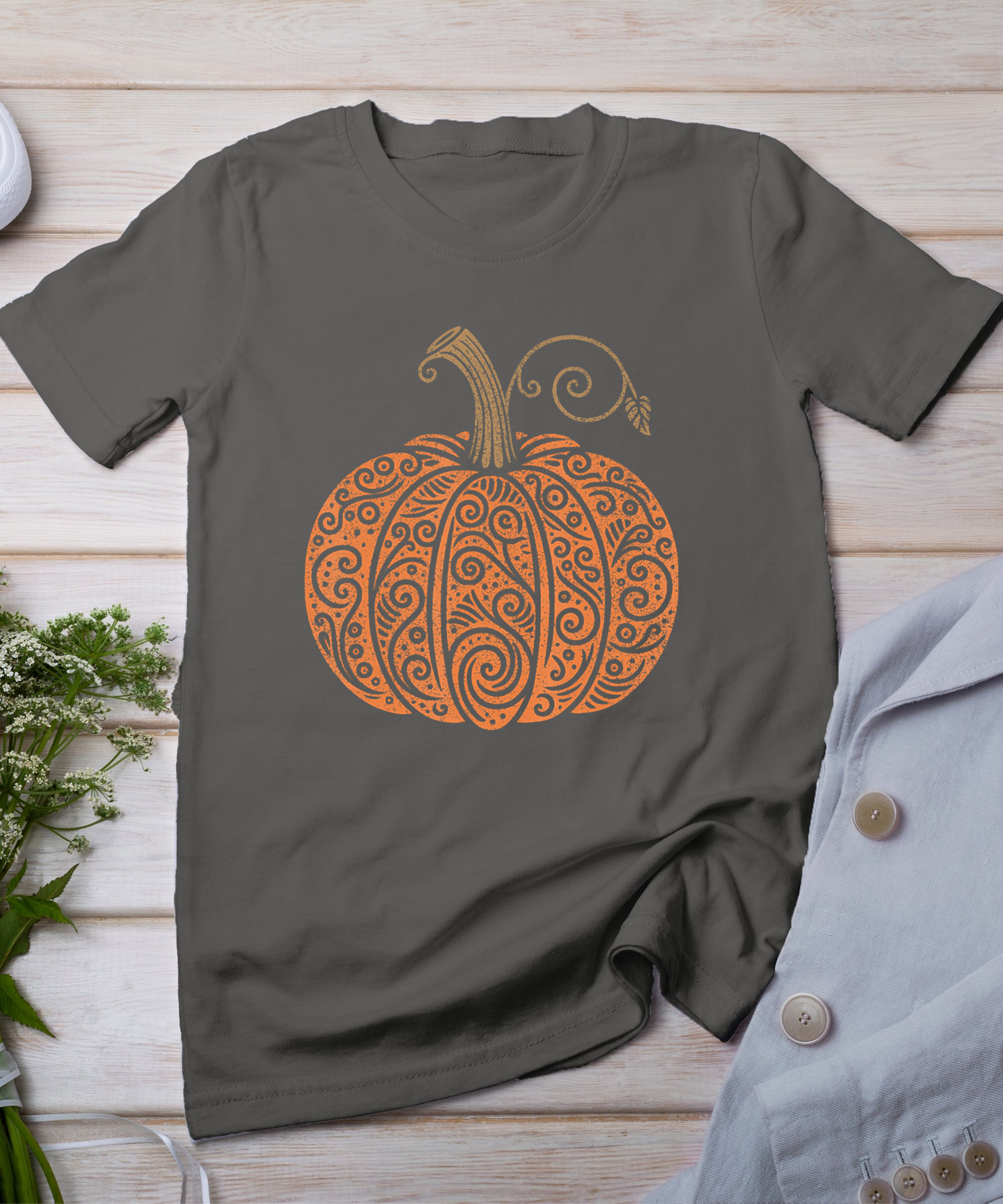 Vintage Pumpkin Women'S Autumn Fall Thanksgiving Halloween T-Shirt