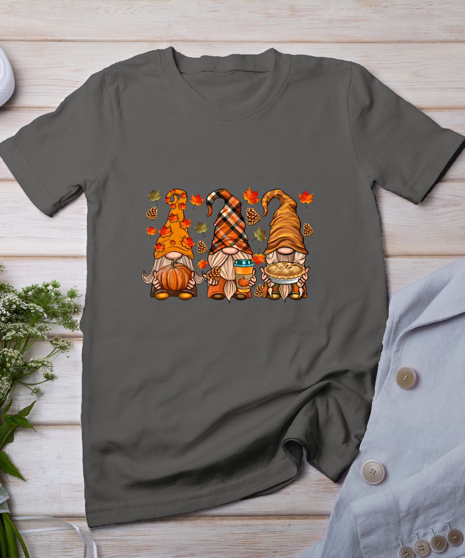 Gnomes Pumpkin Spice Coffee Latte Fall Autumn Thanksgiving T-Shirt