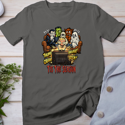 Funny Monsters Watching Scary Movie Halloween Movie T-Shirt