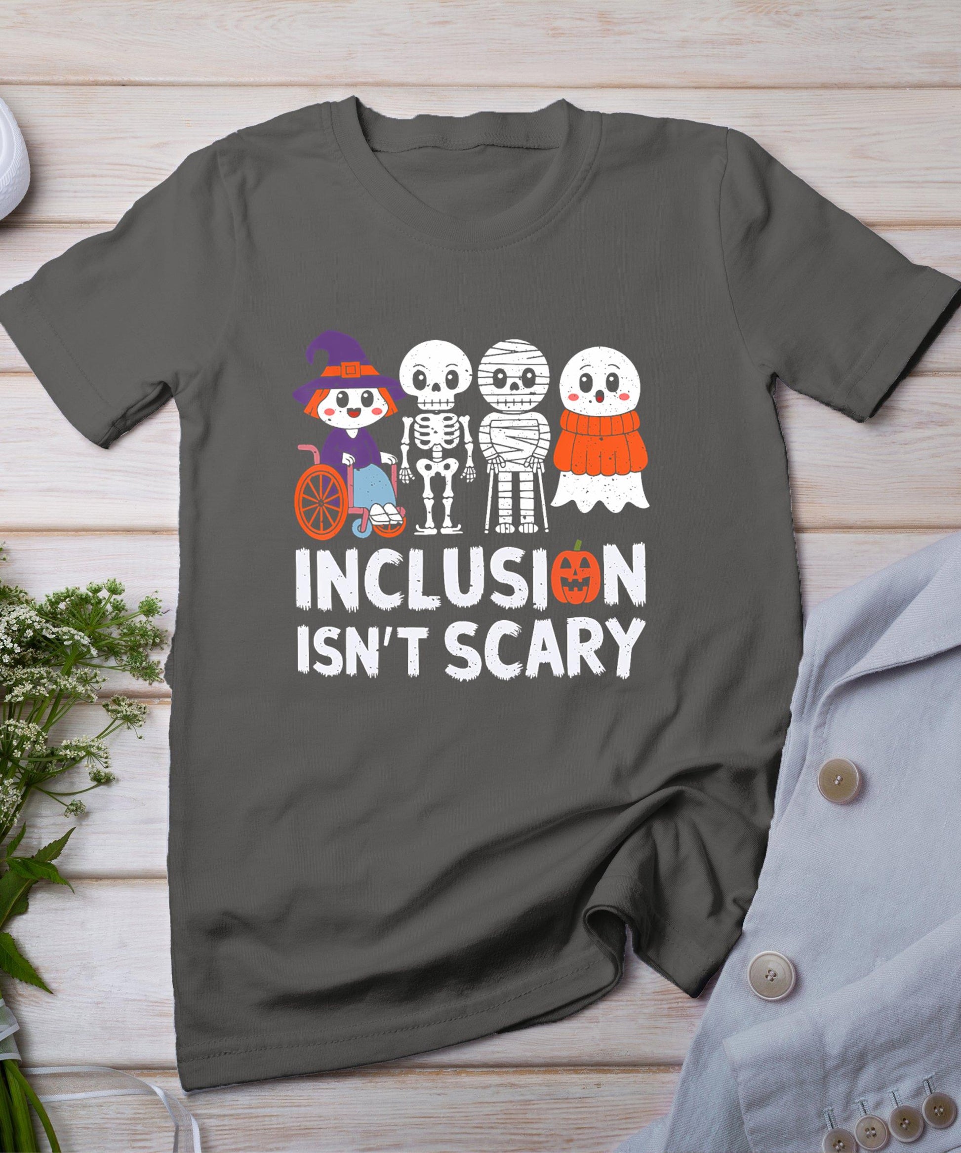 Inclusion Isn't Scary Slp Halloween Sped Teacher Ghost Mummy T-Shirt