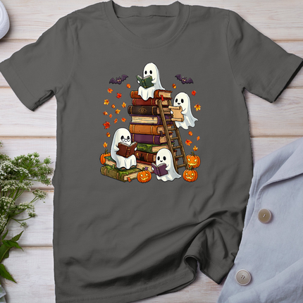 Cute Ghost Reading Book Lovers Halloween Autumn Fall T-Shirt