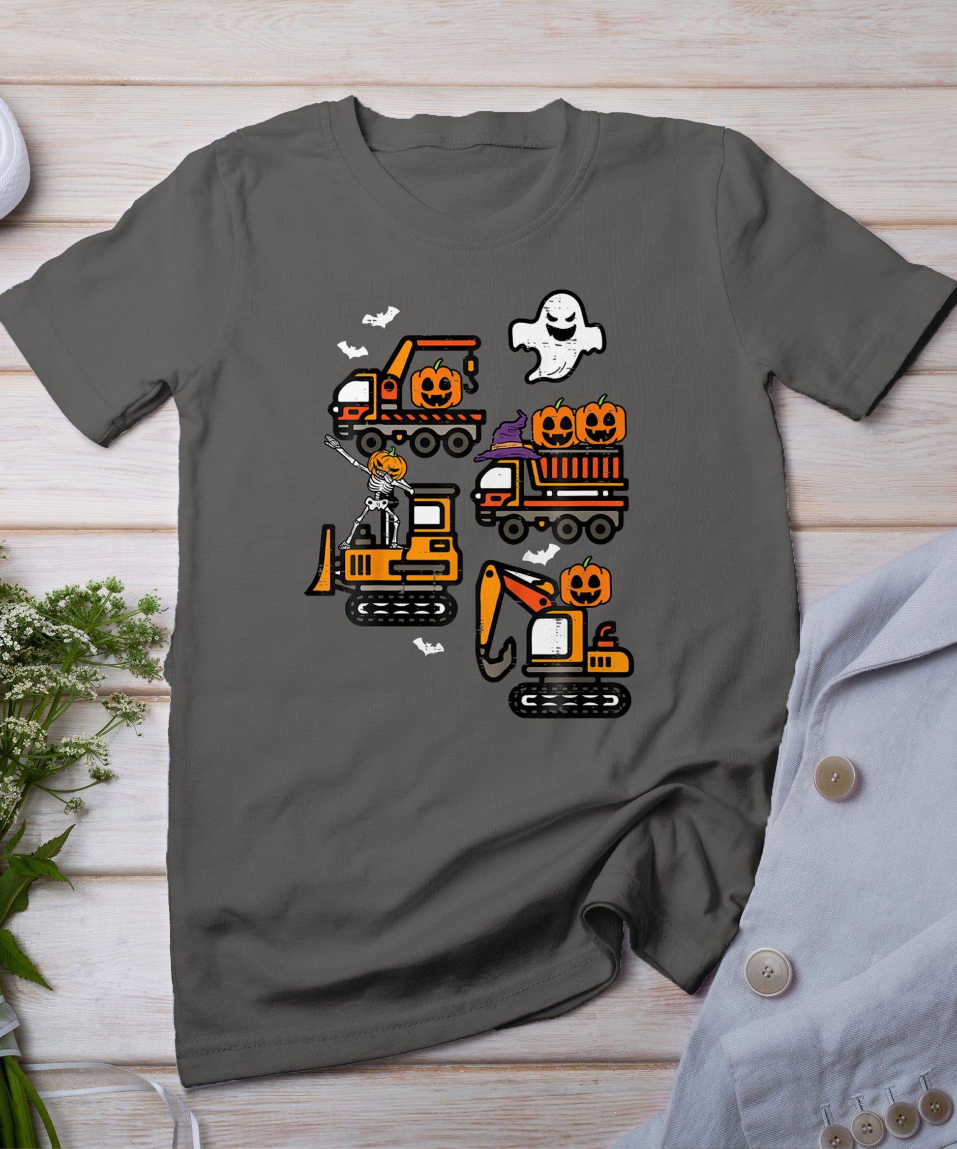 Spooky Construction Trucks Halloween Costume Toddler Boys T-Shirt