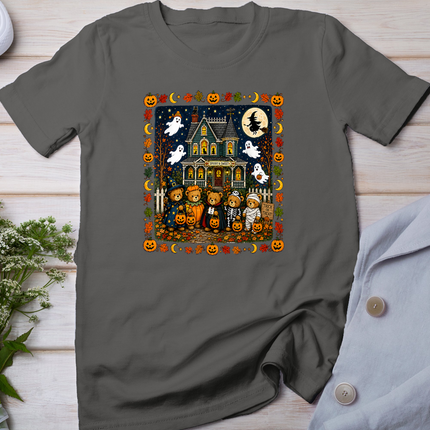 Cute Halloween Teddy Bears House Scene T-Shirt