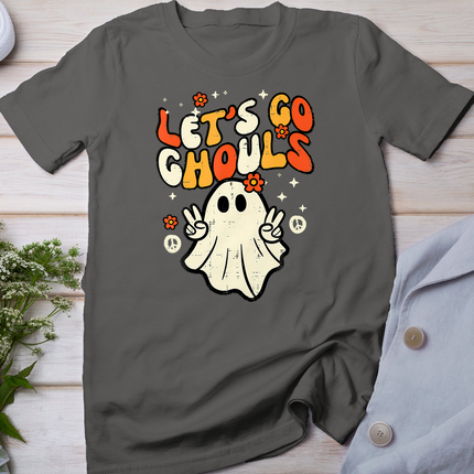 Halloween Lets Go Ghouls Ghost Retro Costume Women Girl Kids T-Shirt